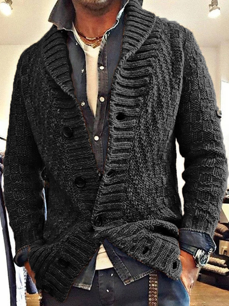 Men's Vintage Lapel Knit Sweater Cardigan artswardrobe