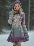 Women's Vintage Celtic Knot Ombre Hooded Sweater Dress artswardrobe