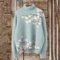 Vintage Magnolia Art Knit Turtleneck Pullover Sweater artswardrobe